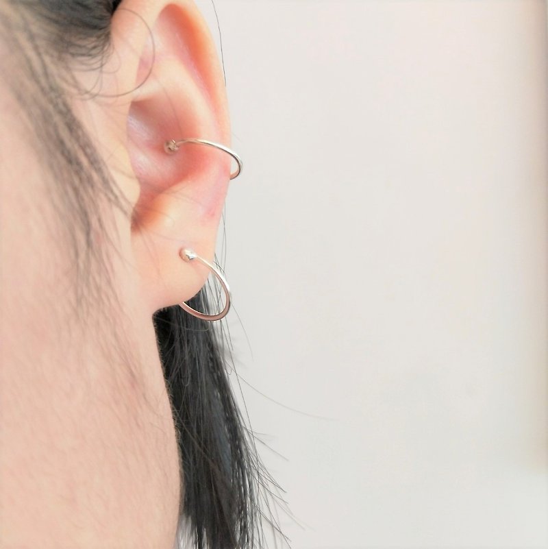 │Simple│Plain circle • Hemp wreath • Pure silver Clip-On • Ear bone clip - ต่างหู - เงินแท้ 