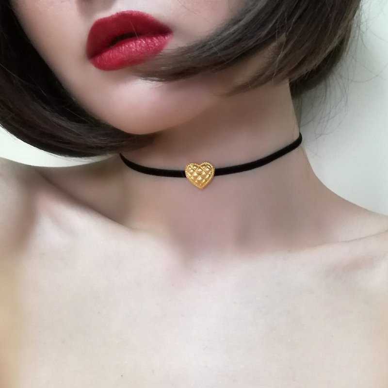 Heart-chan choker SV055 - Necklaces - Other Metals Black