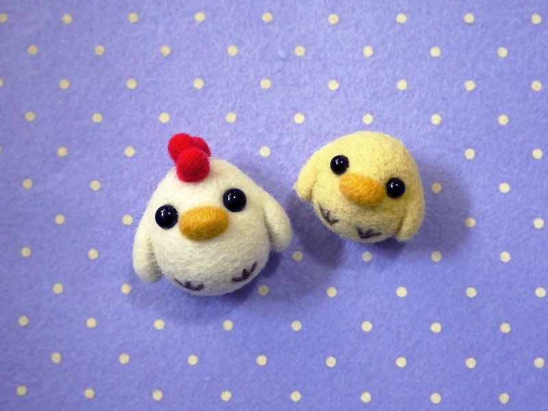 DIY felting Kit – Rooster & Little Chicken (without tools) - Knitting, Embroidery, Felted Wool & Sewing - Wool Yellow