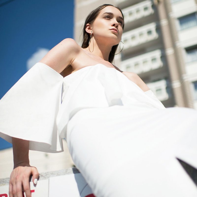 Chirico Dress in White - ชุดเดรส - ผ้าฝ้าย/ผ้าลินิน ขาว