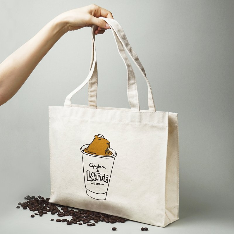 Capybara Latte | Big Book Bag - Messenger Bags & Sling Bags - Cotton & Hemp Khaki