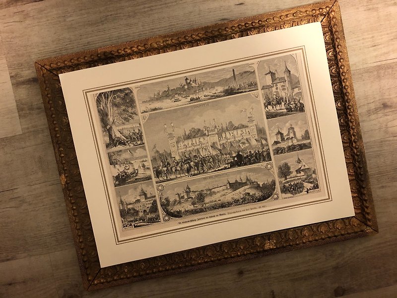 100 年前のドイツのアンティークの木版画のみの写真を額縁なしで販売