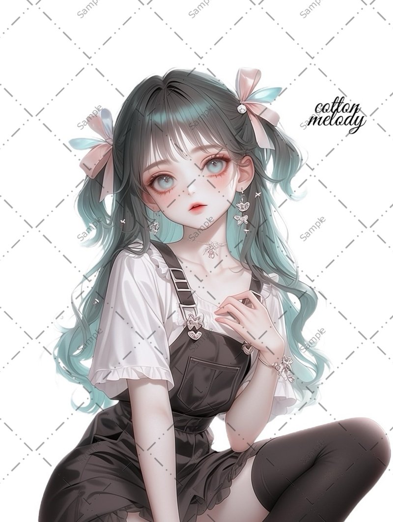 original sticker no.1215 人物ステッカー オリジナルステッカー 人物ステッカー 女の子ステッカー オリジナル人物ステッカー - 貼紙 - 紙 