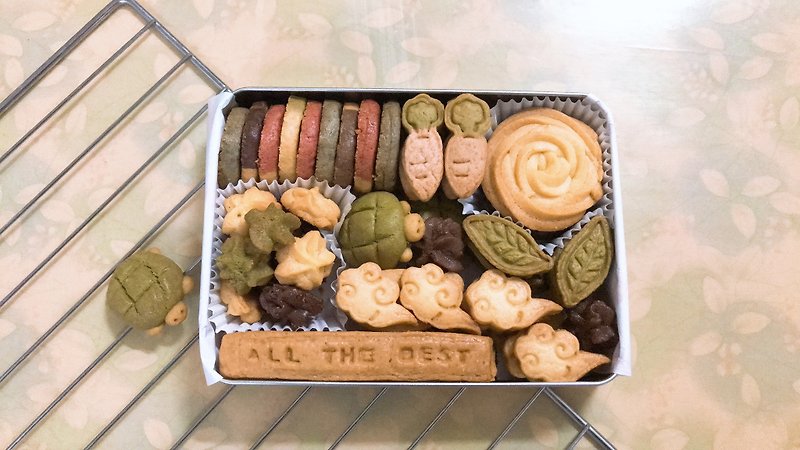 【刻印＆カスタマイズ可能】亀のブリキ箱に入った手作りビスケット - クッキー・ビスケット - その他の素材 