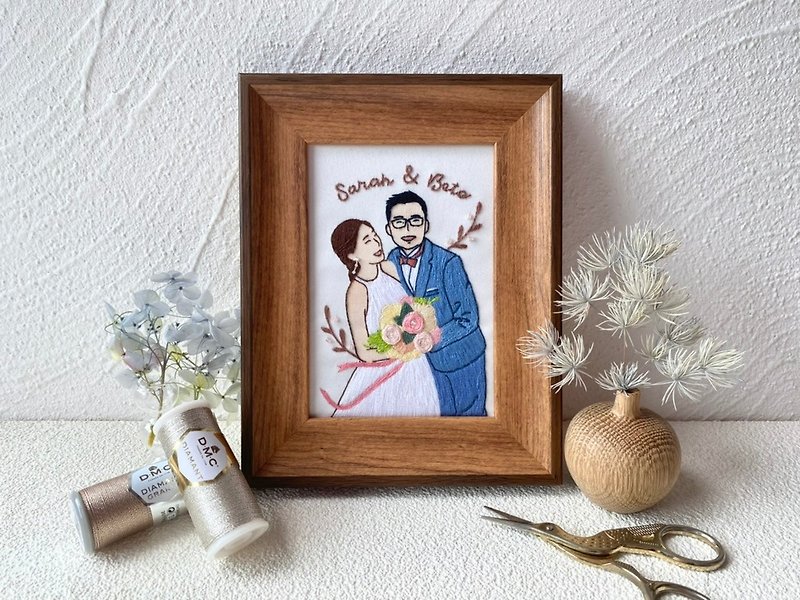 [Portrait Embroidery S size] Couple's wedding-like face painting - Customized Portraits - Thread 