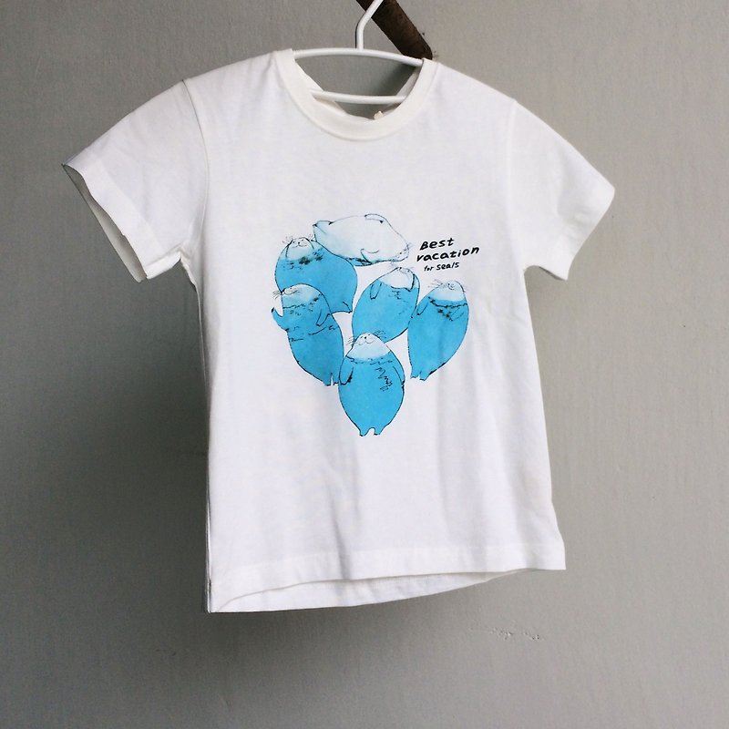 Organic Cotton T-Shirt - Children - Seal the best holiday - อื่นๆ - ผ้าฝ้าย/ผ้าลินิน ขาว