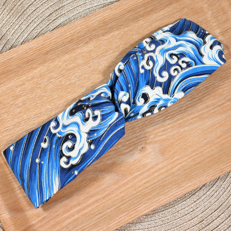 藍色 浪 髮帶 - 髮箍/髮帶 - 棉．麻 