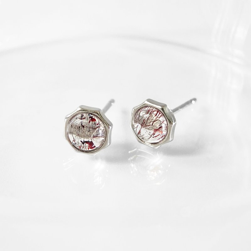 15% off for 2 pieces | Red super seven sterling silver earrings (clear crystal, small and exquisite) - Earrings & Clip-ons - Sterling Silver 