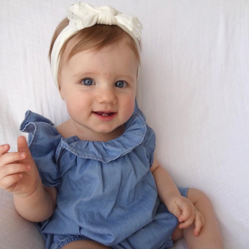Baby Bling 鏤空蕾絲大蝴蝶結寬版寶寶髮帶 TM170109002 - 其他 - 棉．麻 粉紅色