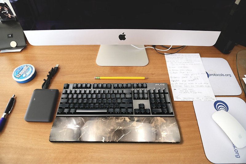 Black Gold Front-Normal Edition-Natural Stone Keyboard Hand Rest - Mouse Pads - Stone 