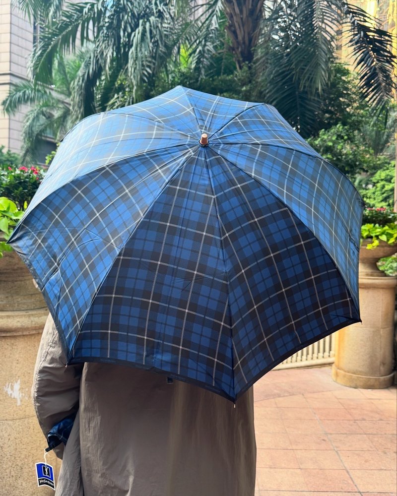 中古未使用品 YSL 聖羅蘭 格紋雨傘 遮骨遮 日本製 禮物 - 雨傘/雨衣 - 防水材質 藍色