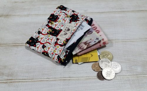 艾莉絲handmade 紅色招財貓零錢包/收納包/卡片包