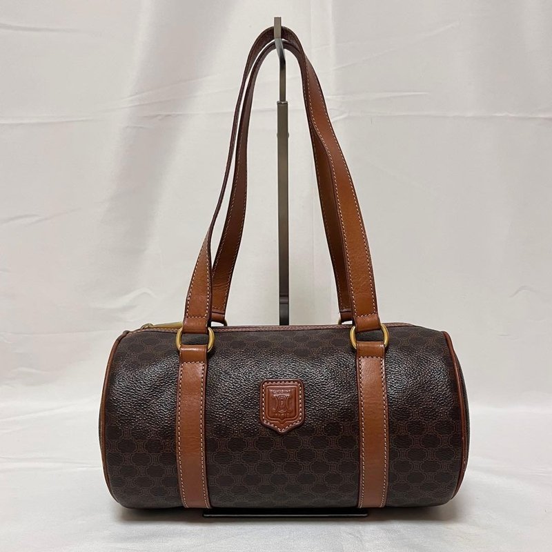 正品 CELINE 賽琳 迷你波士頓包 手提包 馬卡龍圖案 棕色 二手 - 手袋/手提包 - 其他材質 