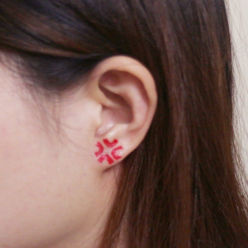 Muddy ~ I don't want to hear anything [pseudo] earrings/earrings - Earrings & Clip-ons - Other Materials Red