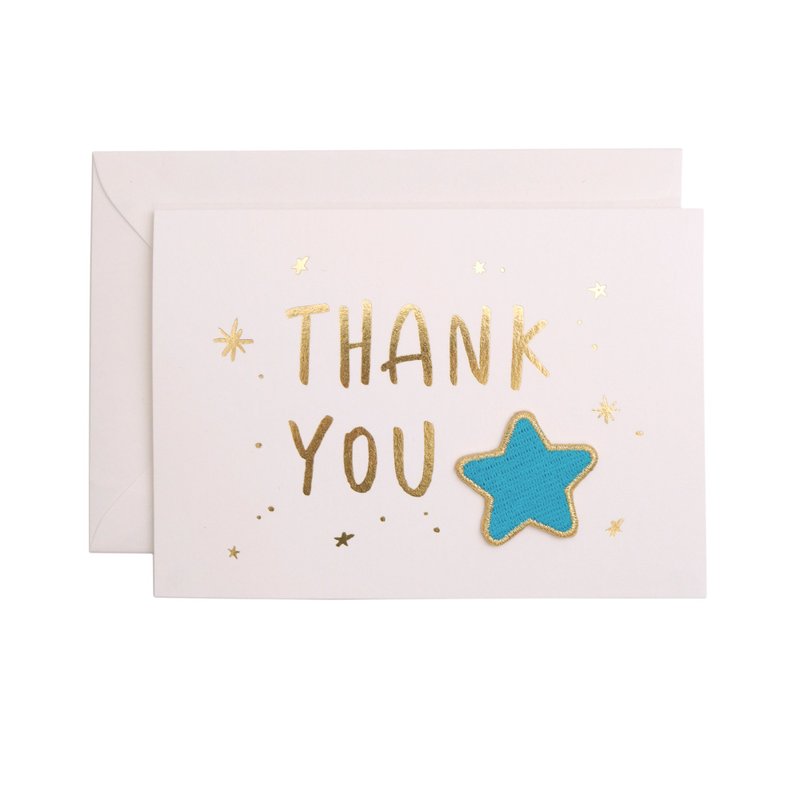 Amazing刺繡布貼卡片- Thank You 星星 - 卡片/明信片 - 其他材質 
