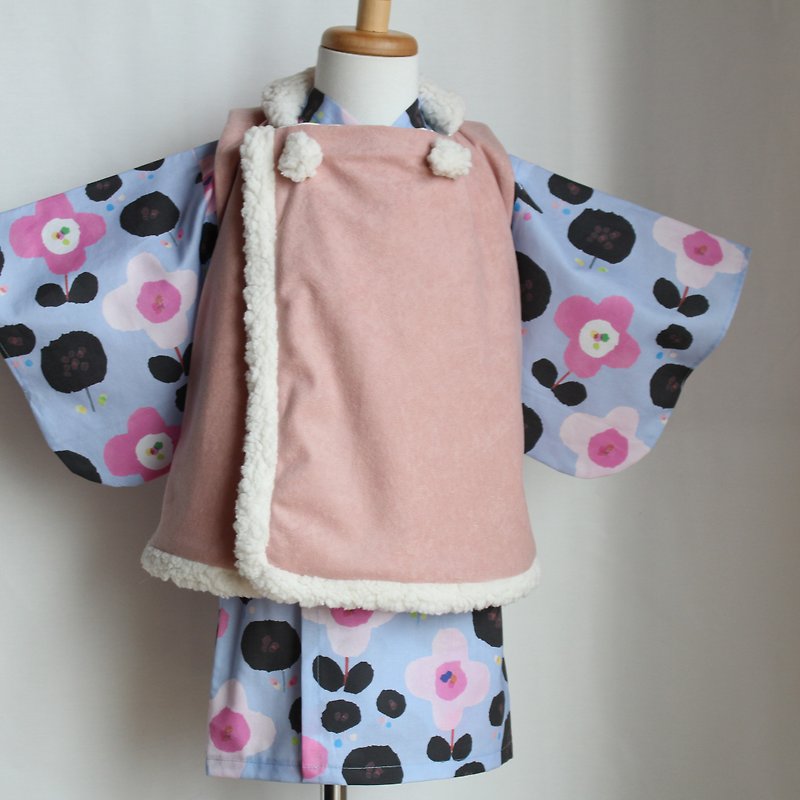 80【Casual KIMONO】cute and fluffy overcoat  Nemophila  80 size KIMONO - Kids' Dresses - Cotton & Hemp 