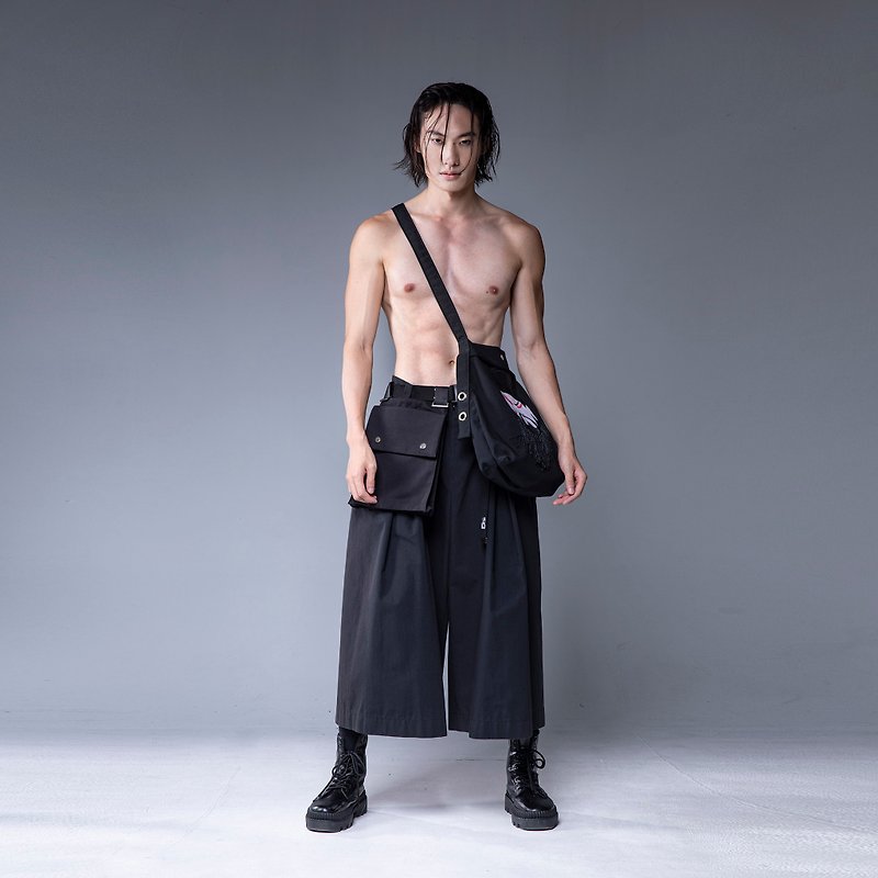 Aman No.8 Samurai Pants Black Unisex - กางเกง - ไฟเบอร์อื่นๆ 