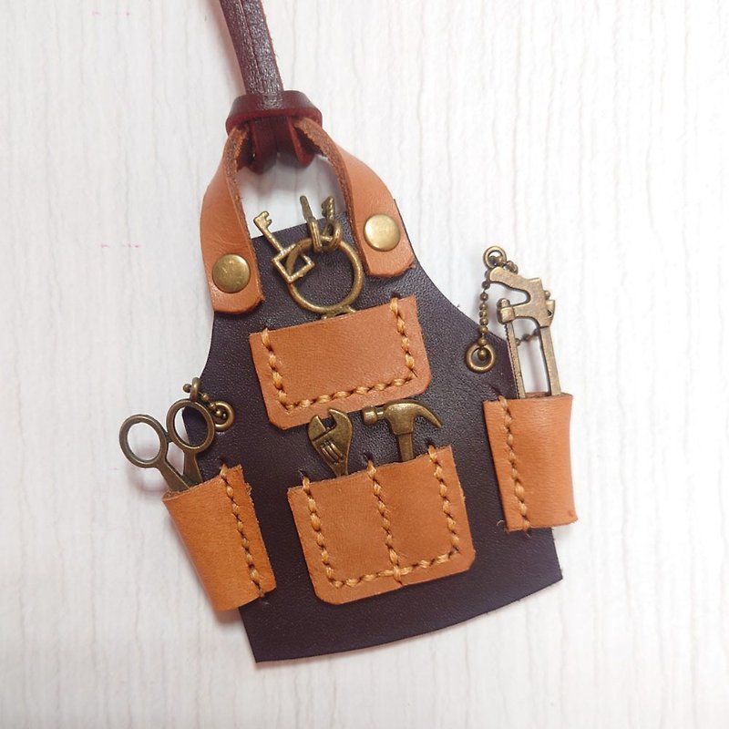 Leather Small Things - Handmade Mini Leather Artisan Workwear Necklace/Charm - สร้อยคอ - หนังแท้ สีนำ้ตาล