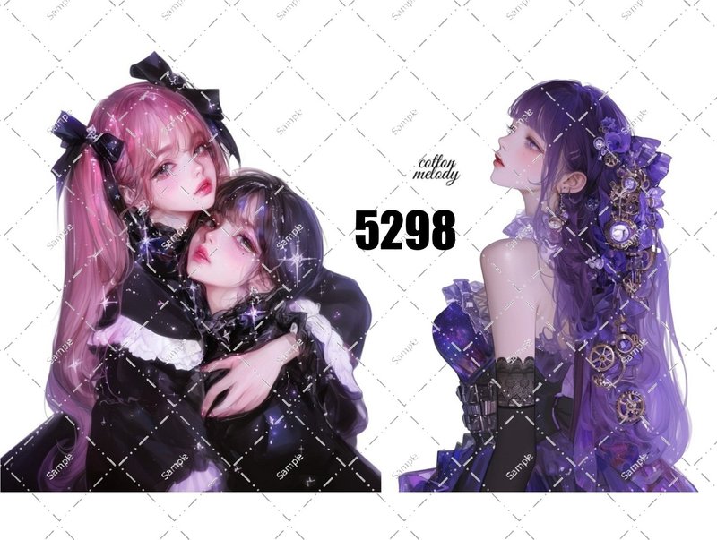 original sticker no.5298 人物ステッカー オリジナルステッカー オリジナル人物ステッカー 装飾ステッカー cotton melody - 貼紙 - 紙 