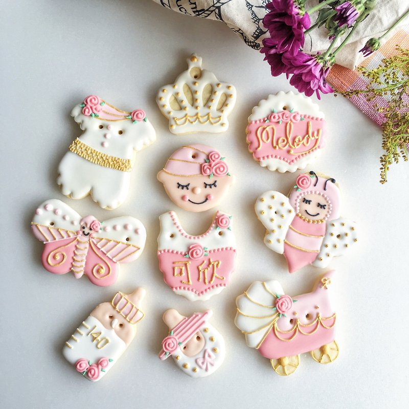 [Warm sun] confectionable sugar cream biscuits ❥ Fibee female baby models ❥ pure hand-drawn creative design gift box 10 groups**Please contact us before ordering** - Handmade Cookies - Fresh Ingredients 