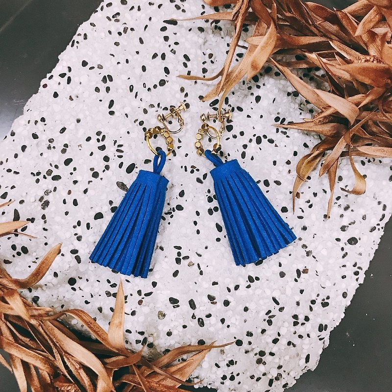 Tassel earrings / TONIGHT - Earrings & Clip-ons - Other Metals Blue