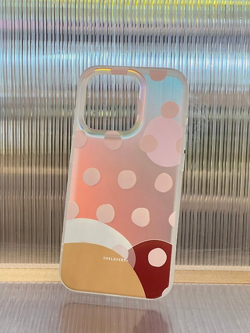 The Layers 幻彩全包手機殼 | 粉紅色幾何圓波點抽象畫圖案 Phone case