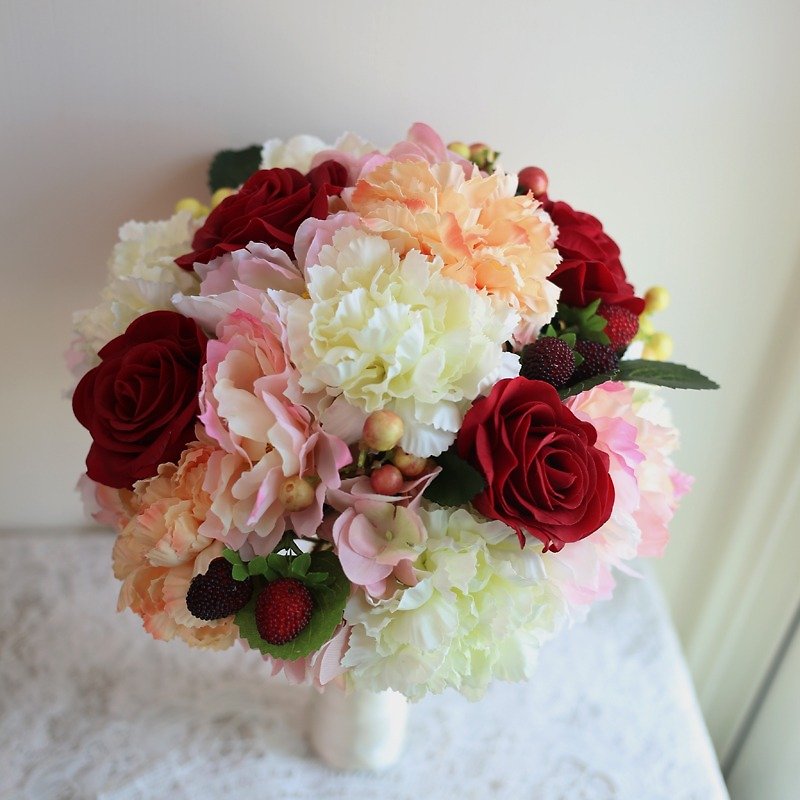 Wreaths Manor*Handmade jewelry bouquet*custom made ​​* ~ European suitors bouquet rose bouquet ~ fruit ~ NO.141 - ตกแต่งต้นไม้ - ผ้าฝ้าย/ผ้าลินิน 
