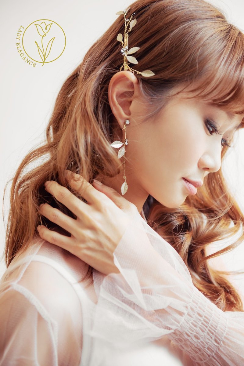 Hand-Dyed Bronze Swaying Years Drop Earrings (Gold) - ต่างหู - โลหะ 