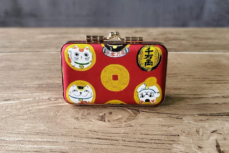 Coin lucky cat size seal wedding pair seal double seal box Japanese cloth stamp box Cat stamp - กล่องเก็บของ - โลหะ 