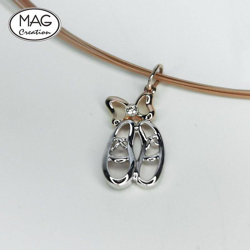 Sweetheart Pendant | Ballet Shoe Pendant Comes with Wire Necklace - Necklaces - Precious Metals 