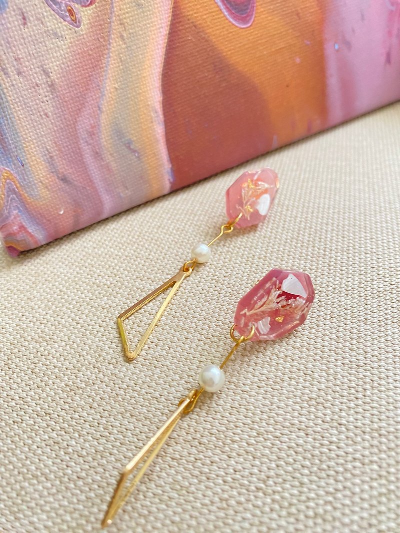 Epoxy earrings. Handmade earrings. Dangle earrings - Earrings & Clip-ons - Other Materials Pink