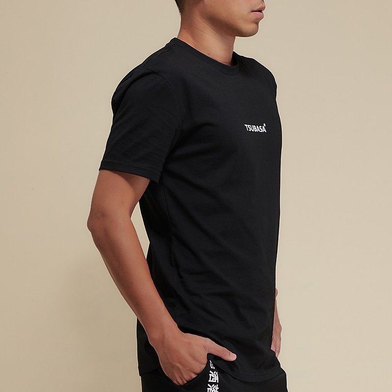ELEMENT Men's silk cotton T-shirt, black round neck T, simple and slim fit - เสื้อยืดผู้ชาย - ผ้าฝ้าย/ผ้าลินิน สีดำ