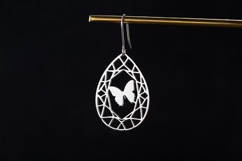 吳小姐3d訂製珠寶 蝴蝶耳環(單邊/一對)(可改夾式) 寶石與動物系列- 抗敏醫療鋼