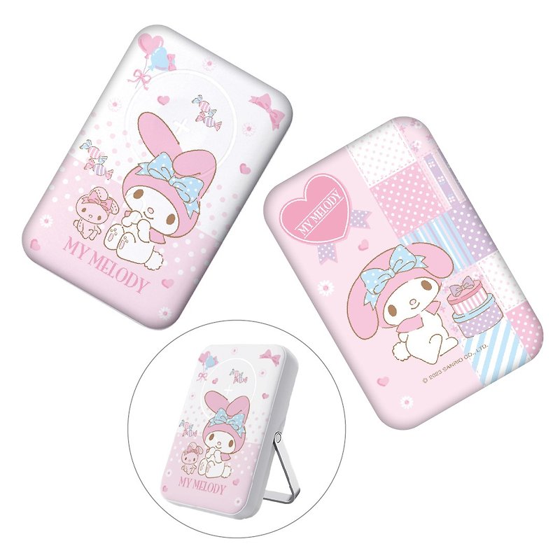 SANRIO-3 in 1 MagSafe 10000mAh Power Bank with Stand-MY MELODY - Chargers & Cables - Plastic Pink