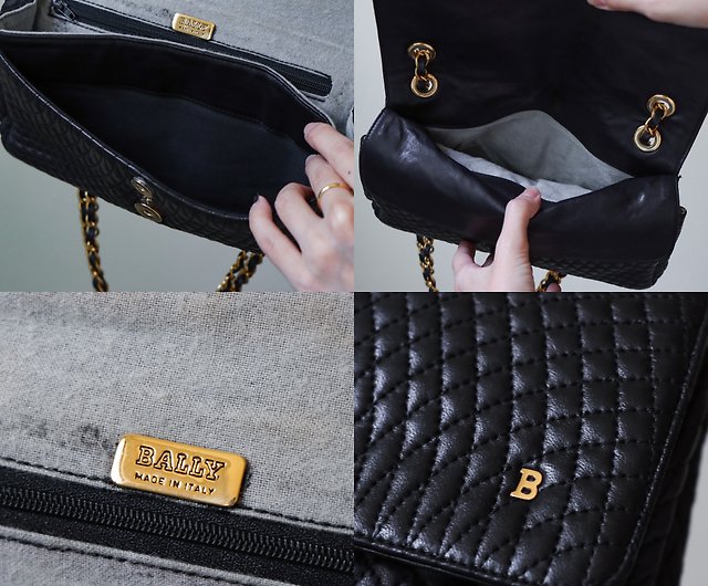 Bally Quilted Black Leather Chain Flap Bag