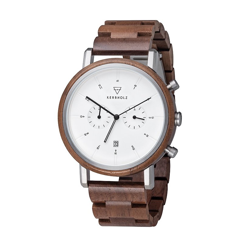 KERBHOLZ-ウッドウォッチ - ヨハン - クルミ（45mm） - 腕時計 ユニセックス - 木製 ブラウン