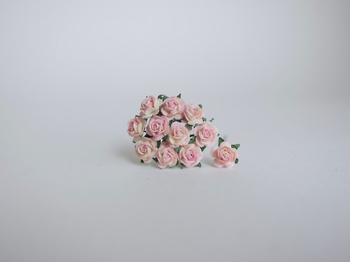 makemefrompaper Paper Flower, small 100 pieces rose supplies, size 0.8 cm., pink brush colors.
