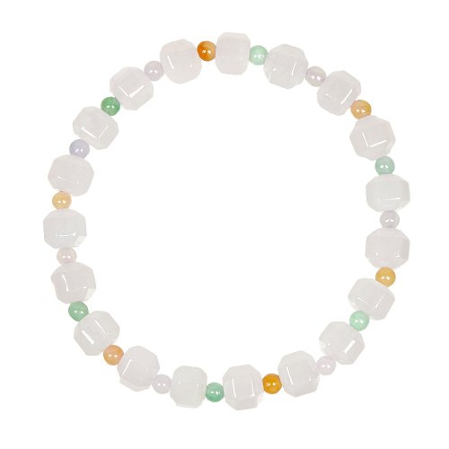 正佳珠寶 Gemsrich Jewelry 【正佳珠寶】翡翠 冰糯種微紫 紫羅蘭六角珠 天然A貨翡翠緬甸玉手