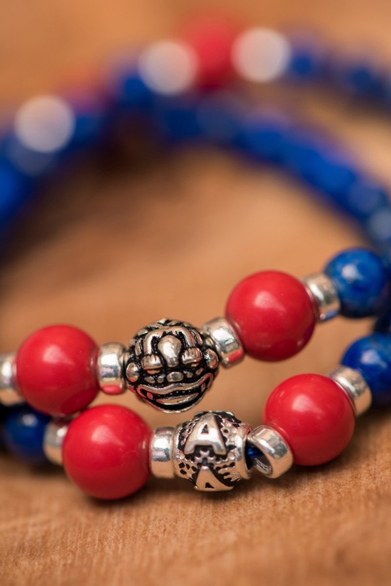 Wealth and wealth. Lapis lazuli 6mm brave bracelet. - Bracelets - Semi-Precious Stones Multicolor
