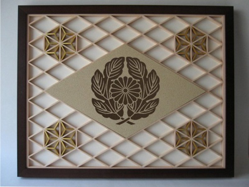 Kumiko Art Pane　Mr.Sigou's Family crest - Items for Display - Wood 