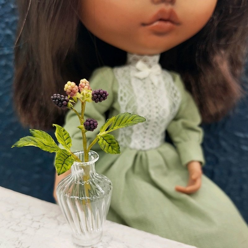 Miniature blackberry branch 1:6 scale Dollhouse decor - Plants - Other Materials Purple