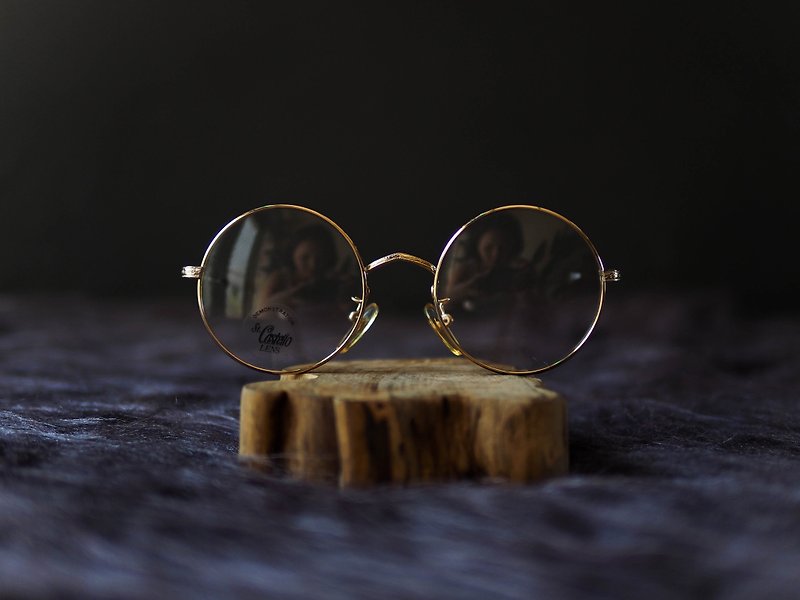 Nara pure round girl gorgeous fine carved gold wire mirror round glasses / glasses - กรอบแว่นตา - โลหะ สีทอง