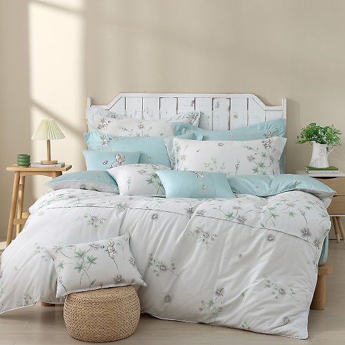 家適居家寢飾生活館 床包兩用被組-100%精梳棉-小花兔莊園-兩色-台灣製造