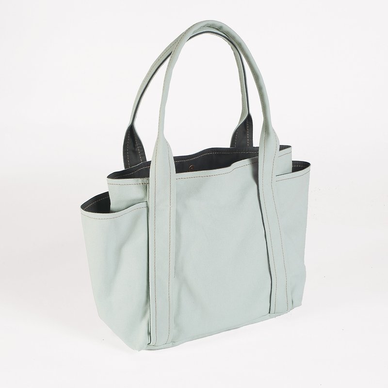 Magnetic buckle/shoulder canvas universal tool bag-bubble green (medium size) - กระเป๋าแมสเซนเจอร์ - ผ้าฝ้าย/ผ้าลินิน สีเขียว