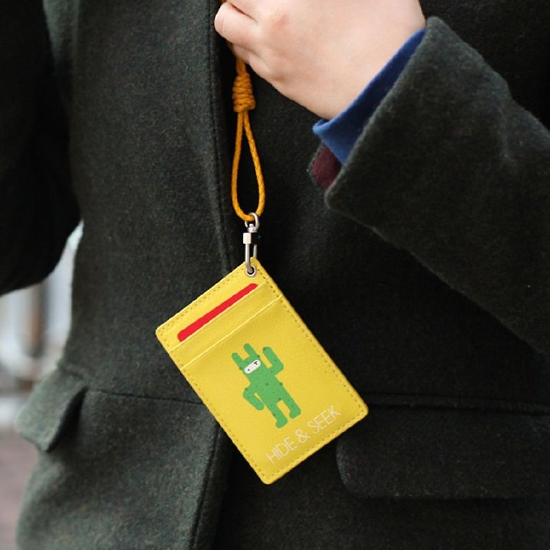 換季特賣-忍者兔頸掛皮革票卡夾-黃色,JST15256 - 證件套/識別證套 - 塑膠 黃色