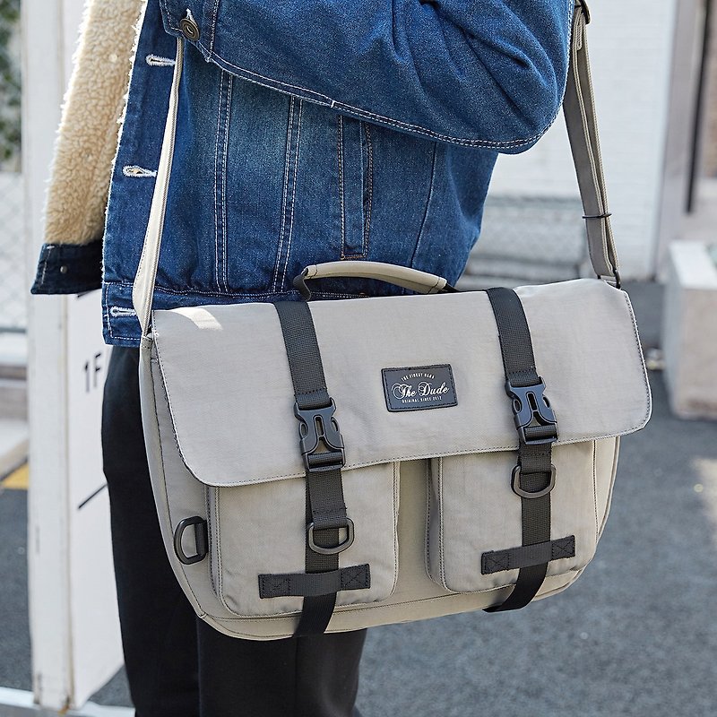 Briefcase Tote Bag Messenger Bag Dual-use Shoulder Bag Bicycle Bag Hipster - Grey