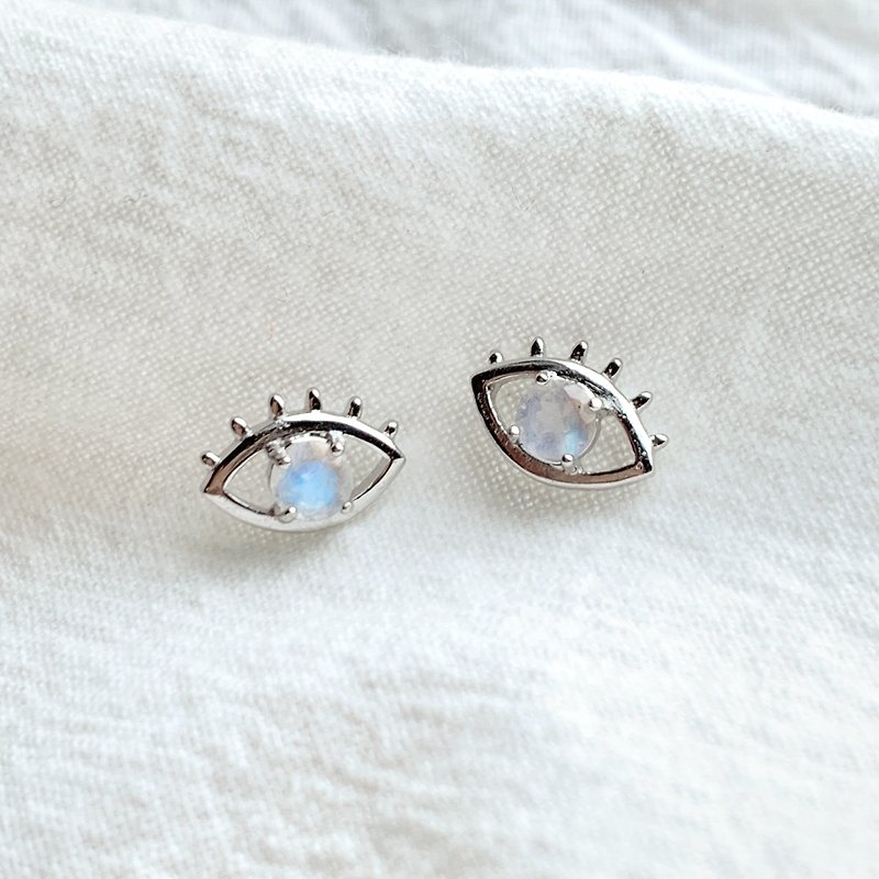 Moonstone 925 Sterling Silver Demon Eye Earrings - Earrings & Clip-ons - Gemstone Silver