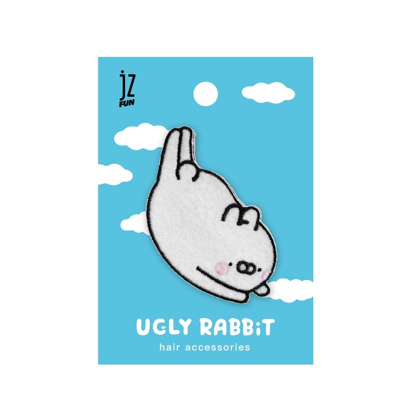 JzFun / Ugly White Rabbit Embroidered Hair Clip (Flying the Sky) - เครื่องประดับผม - งานปัก หลากหลายสี