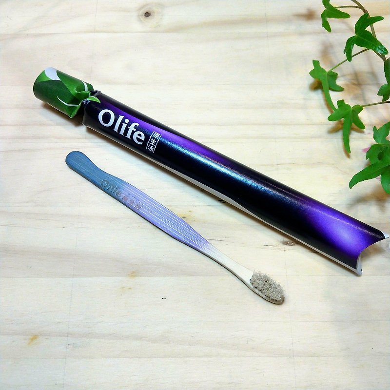 Olife original life natural handmade children's bamboo toothbrush [purple eggplant] playful color shape - Other - Bamboo 