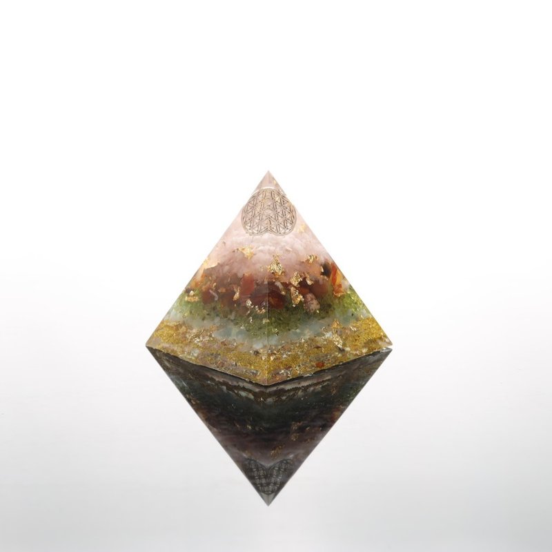 [Valentine's Day Gift] Purifying Flower of Life Large Orgonite Pyramid Orgonite Crystal Healing Orgon - Items for Display - Crystal Multicolor